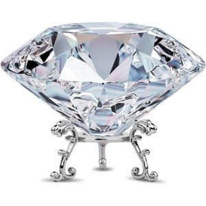 Clear Crystal Diamond Paperweight Decoration with SliverTriangle Base,Decoration